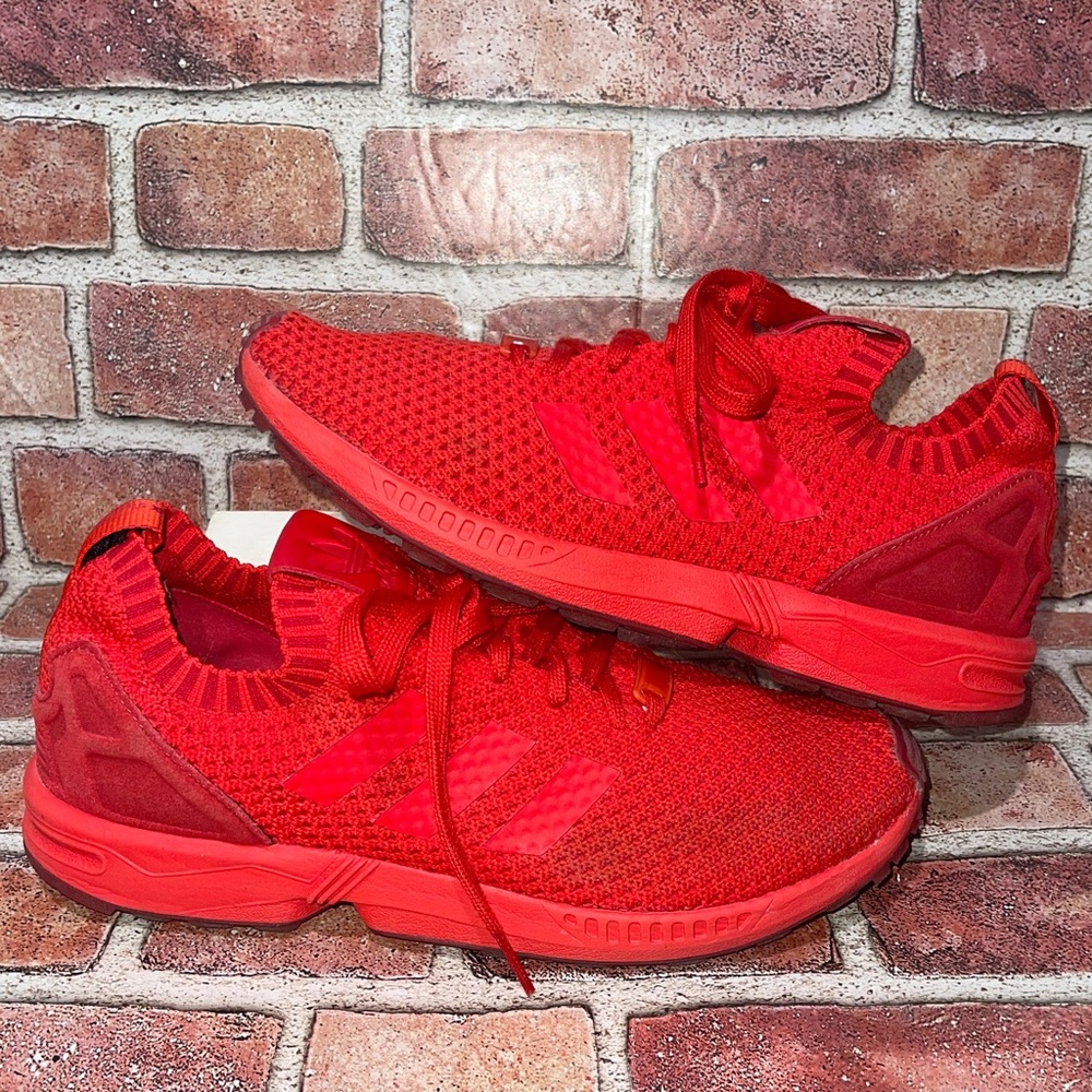 Pre-Owned Adidas ZX Flux Primeknit Red Sneakers Shoes Unisex Size 9.5 S76497